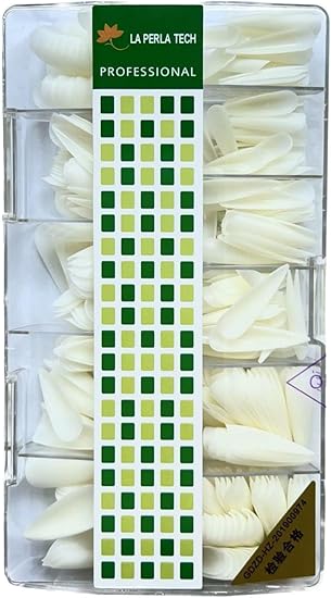 LA PERLA TECH Professional False Nails Tips Long Natural Fake Nail Art Tips Flat Shape Full Cover Manicure 10 SIZES 500pcs