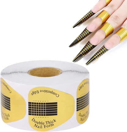 LA PERLA TECH 500 Pieces Nail Extension Forms Guide Sticker, Nail Art Tips Paper for Acrylic Gel Nail Shape Extension