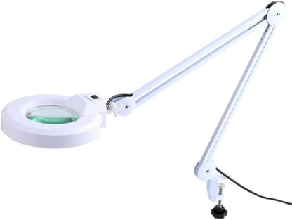 LED Magnifying Lamp with Clamp Mount, 5X Magnification, Adjustable Arm, White Office-clinic-salon