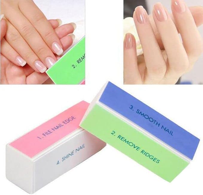 La Perla Tech Nail Buffer Block, 4 Way Nail Art Shiner 4 Step Buffing - File, Remove,Smooth,Shine - Mini Natural Nail Polisher Sanding File Block for Professional Manicure Nail Care DIY or Nail Salon Pack of 5pcs